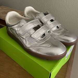 Sam Edelman Silver Sneakers with Velcro Straps